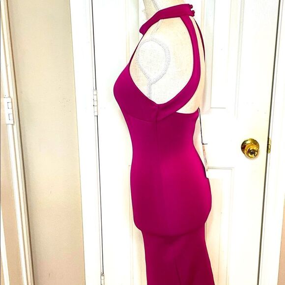NWT BLVD Collection Women’s Sz Sm Hot Pink Halter Open Back Above Knee Bodycon - Picture 6 of 14